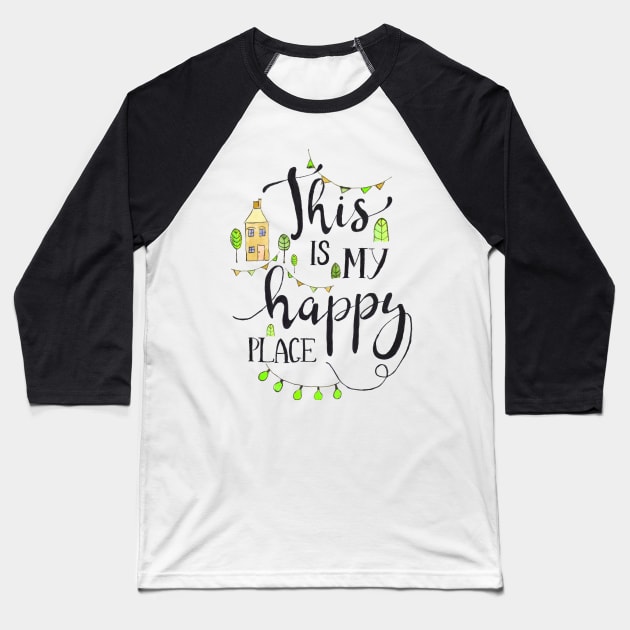 Happy place lime Baseball T-Shirt by biazartstudio_digitales